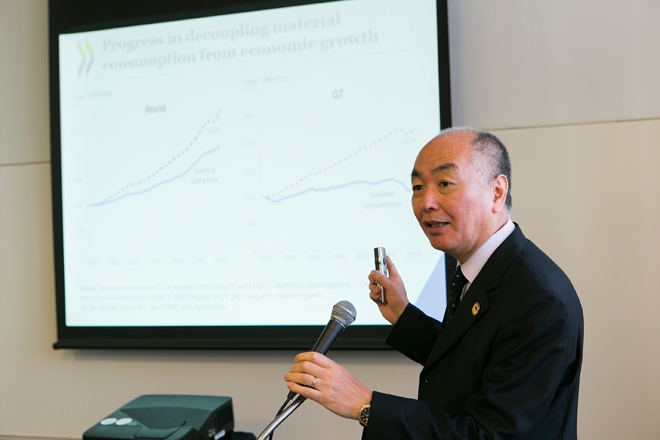 OECD Deputy Secretary-General Tamaki in the launch event of the OECD policy guidance on resource efficiency